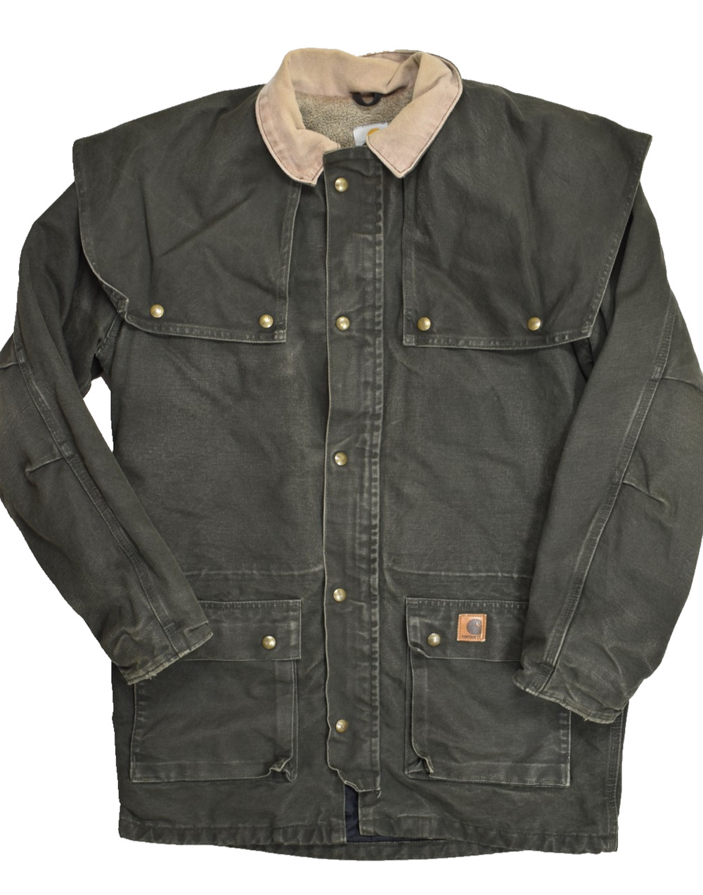 Carhartt C70 MOS Moss Green Sandstone Duster Ridge Coat Jacket Sherpa Lined Sz M